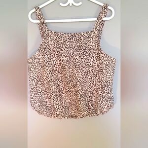 Little lies leopard cami 100% linen L EUC